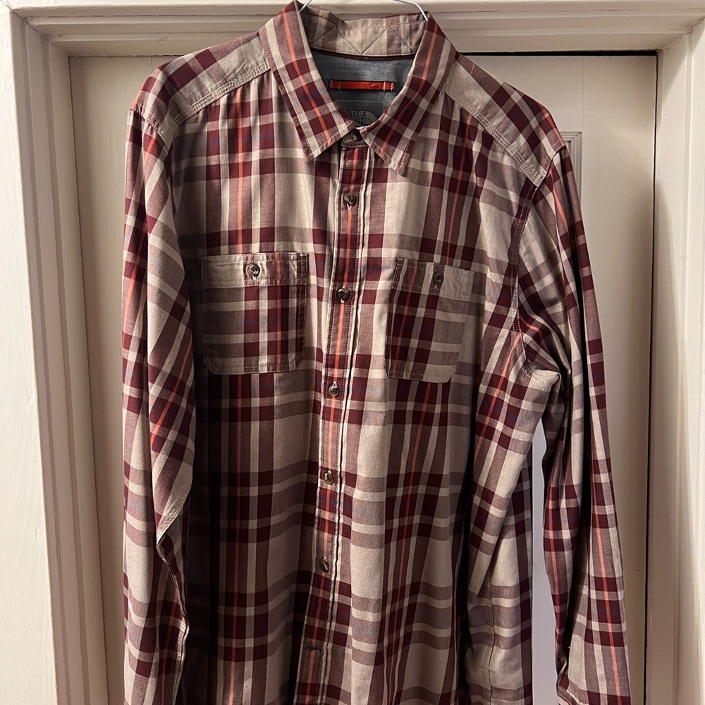 The North Face plaid button down shirt